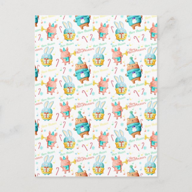 Cartes Pour Fêtes Annuelles Joyeuses fêtes Noël Animaux Motif (Devant)