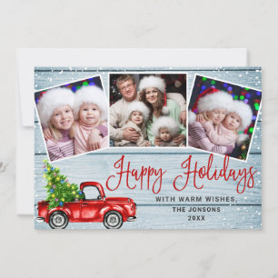 Cartes Pour Fêtes Annuelles Joyeuses fêtes Noël Camion de ferme rouge 3 Photo