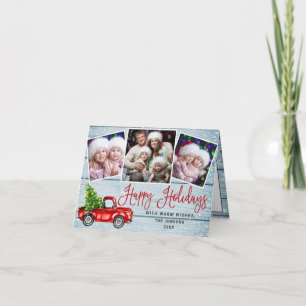 Cartes Pour Fêtes Annuelles Joyeuses fêtes Noël Camion de ferme rouge 3 Photo