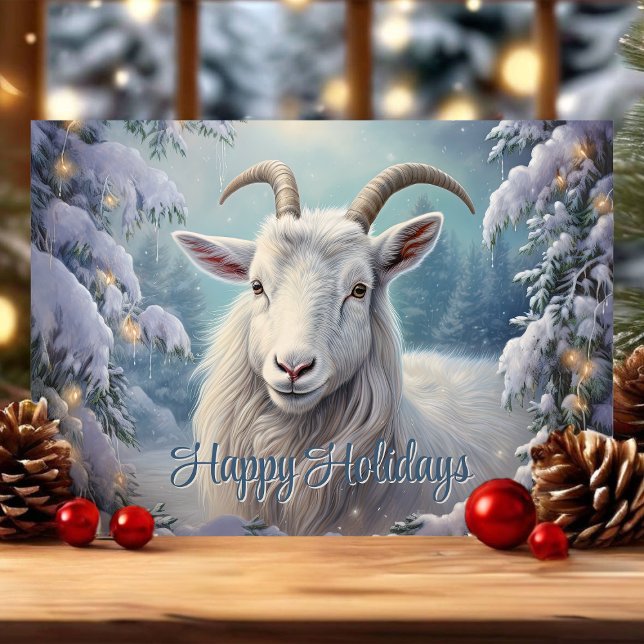 Cartes Pour Fêtes Annuelles Joyeuses fêtes Noël de chèvre d'hiver (Créateur téléchargé)