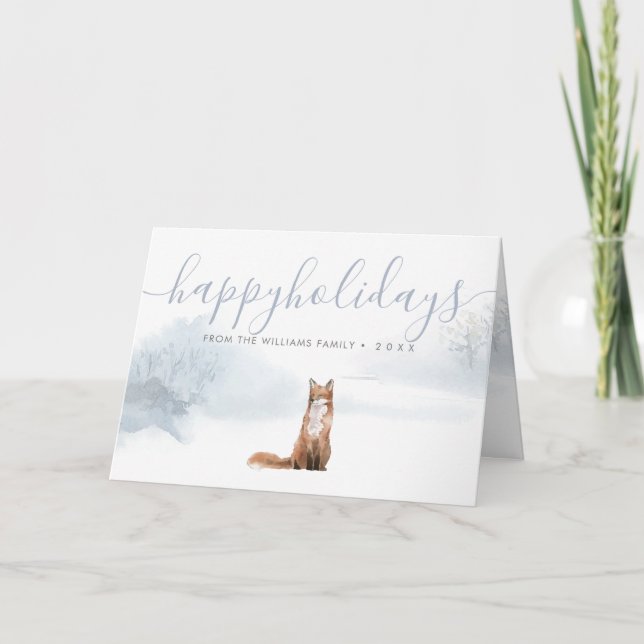 Cartes Pour Fêtes Annuelles Joyeuses fêtes Noël Hiver Forêt renard (Devant)