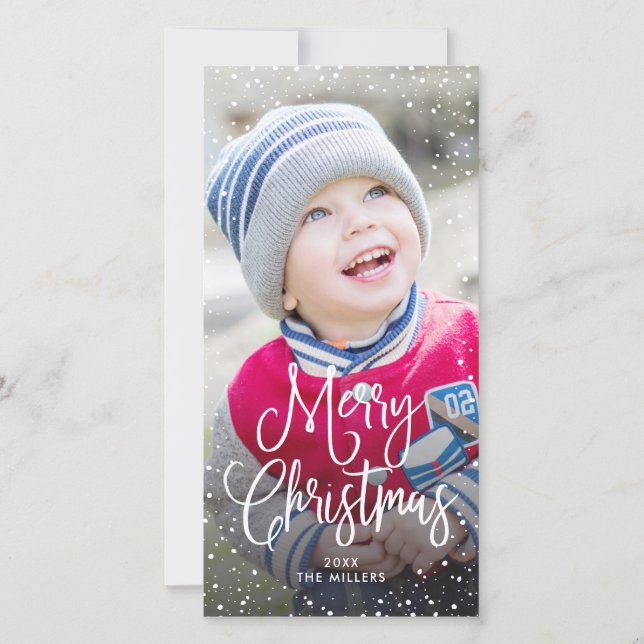 Cartes Pour Fêtes Annuelles Joyeuses fêtes Noël Neige Photo (Devant)