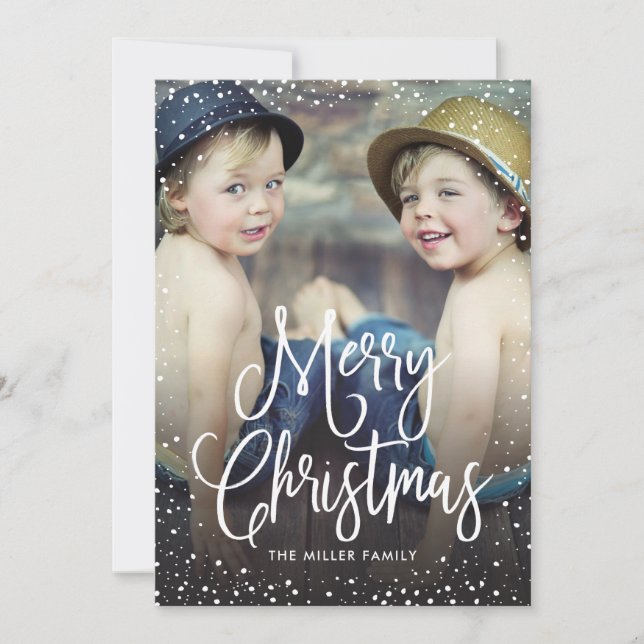 Cartes Pour Fêtes Annuelles Joyeuses fêtes Noël Neige Photo (Devant)