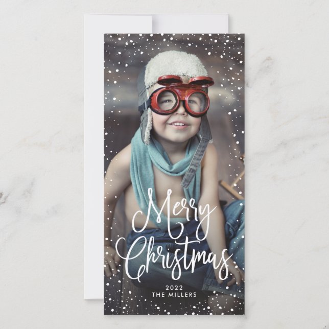 Cartes Pour Fêtes Annuelles Joyeuses fêtes Noël Neige Photo (Devant)