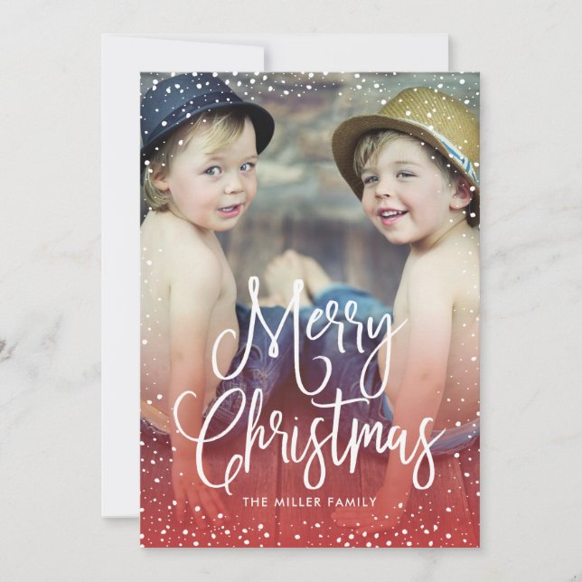 Cartes Pour Fêtes Annuelles Joyeuses fêtes Noël Neige ROUGE Photo (Devant)