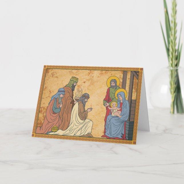 Cartes Pour Fêtes Annuelles Joyeuses Fêtes | Noël Religieux Nativité (Devant)