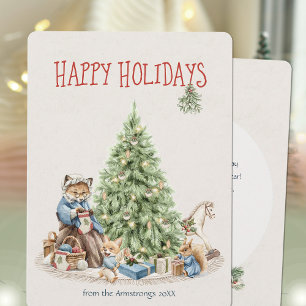 Cartes Pour Fêtes Annuelles Joyeuses fêtes Nostalgique Noël mignonnes animaux