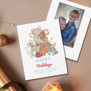 Cartes Pour Fêtes Annuelles Joyeuses Fêtes Photo de famille souris
