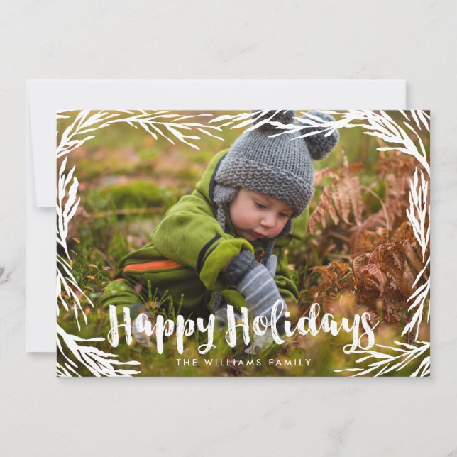 Cartes Pour Fêtes Annuelles Joyeuses Fêtes Photo de la charmante famille Pine (Devant)