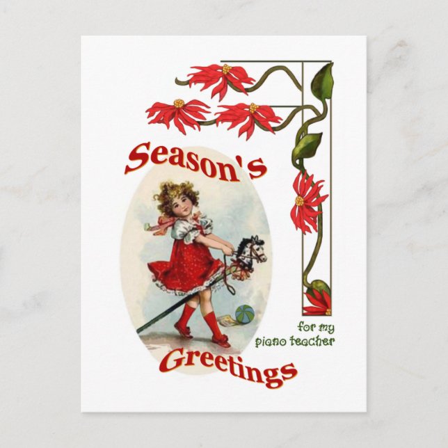 Cartes Pour Fêtes Annuelles Joyeuses Fêtes pour professeur de piano fille Vint (Devant)