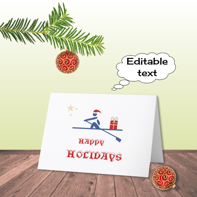 Cartes Pour Fêtes Annuelles Joyeuses fêtes rameur apportant un cadeau (Créateur téléchargé)