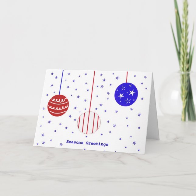 Cartes Pour Fêtes Annuelles Joyeuses Fêtes rouge, blanc et bleu (Devant)