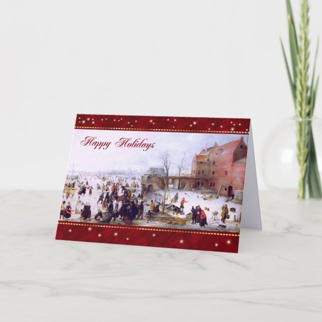 Cartes Pour Fêtes Annuelles Joyeuses fêtes. Scène d'hiver Art de Noël (Devant)