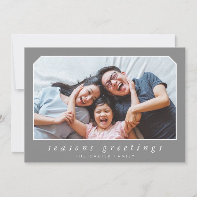 Cartes Pour Fêtes Annuelles JOYEUSES FÊTES simple italique encadré gris (Devant)
