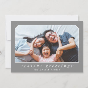 Cartes Pour Fêtes Annuelles JOYEUSES FÊTES simple italique encadré gris