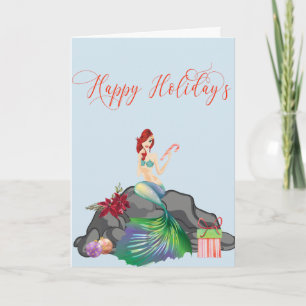 Cartes Pour Fêtes Annuelles Joyeuses Fêtes Sirène Joli Noël