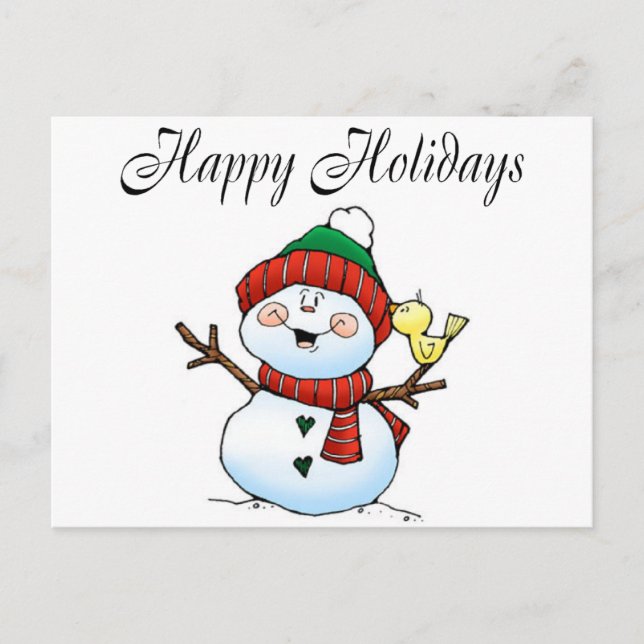 Cartes Pour Fêtes Annuelles Joyeuses fêtes (Snowman Birdy) (Devant)