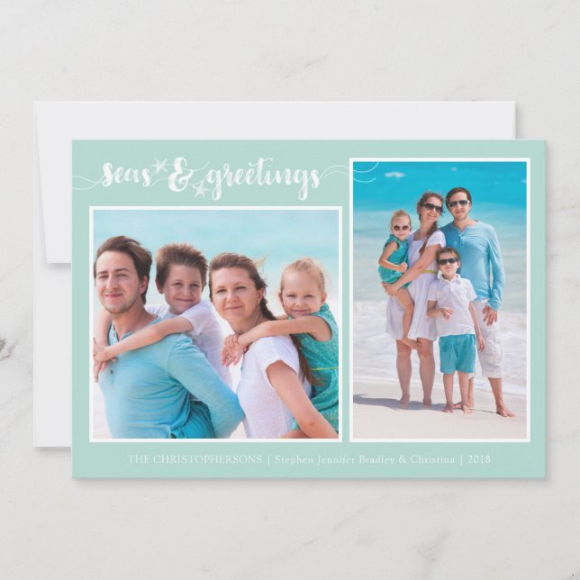 Cartes Pour Fêtes Annuelles Joyeuses Fêtes Tropical Starfish | Deux photos (Devant)