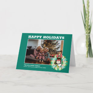 Cartes Pour Fêtes Annuelles Joyeuses fêtes Wreath de bonbon de menthe poivré