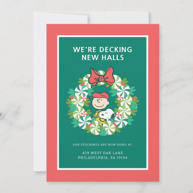 Cartes Pour Fêtes Annuelles Joyeuses fêtes | Wreath de bonbon de menthe poivré (Devant)