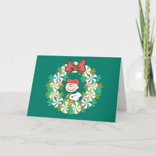 Cartes Pour Fêtes Annuelles Joyeuses fêtes Wreath de bonbon de menthe poivré