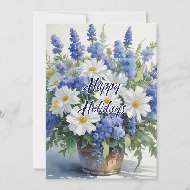Cartes Pour Fêtes Annuelles Joyeuses Fleurs de Fêtes Aquarelle Joyeux Noël (Devant)