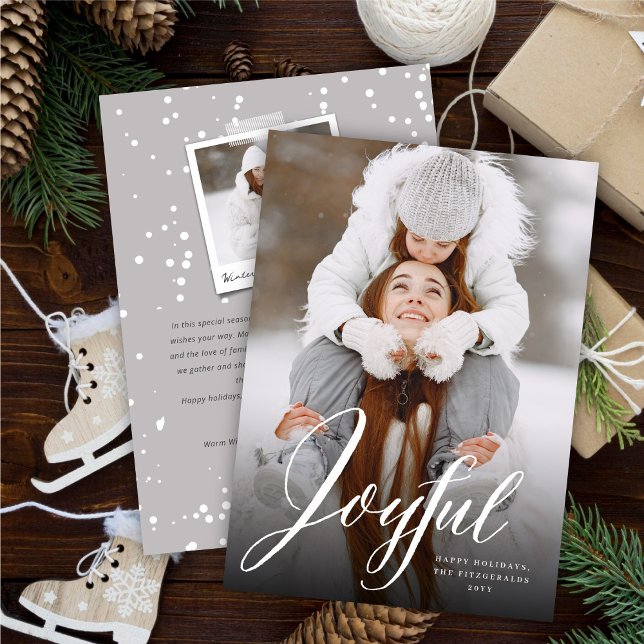 Cartes Pour Fêtes Annuelles Joyeuses flingues blanc Script de Noël classique P (Créateur téléchargé)