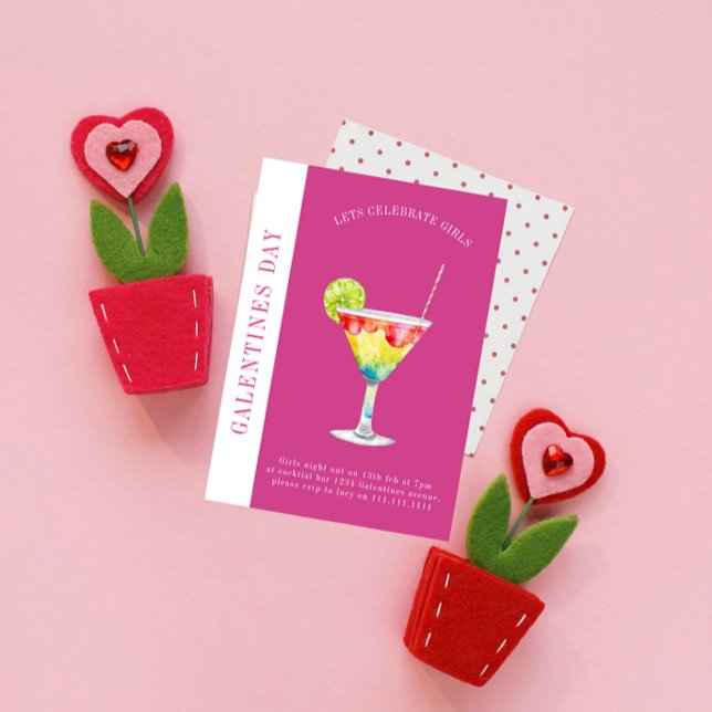 Cartes Pour Fêtes Annuelles Joyeuses galentines jour moderne amitié valentines (Créateur téléchargé)