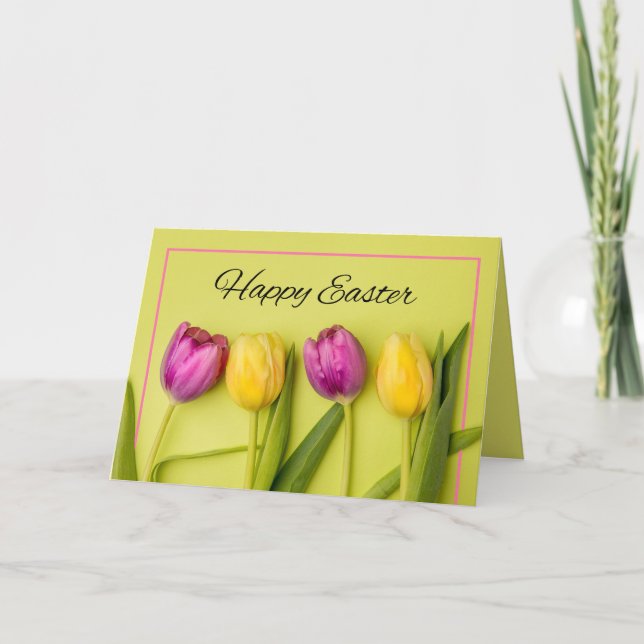 Cartes Pour Fêtes Annuelles Joyeuses Pâques à quiconque de jolies tulipes (Devant)