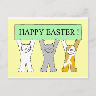 Cartes Pour Fêtes Annuelles Joyeuses Pâques Adorables Chats de Dessin Animé