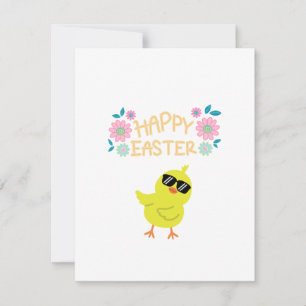 Cartes Pour Fêtes Annuelles Joyeuses Pâques avec un poussin jaune sur un