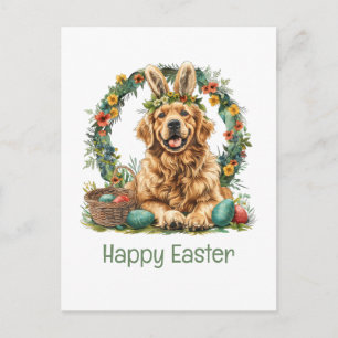 Cartes Pour Fêtes Annuelles Joyeuses Pâques Chien Retriever Doré Oreilles de L