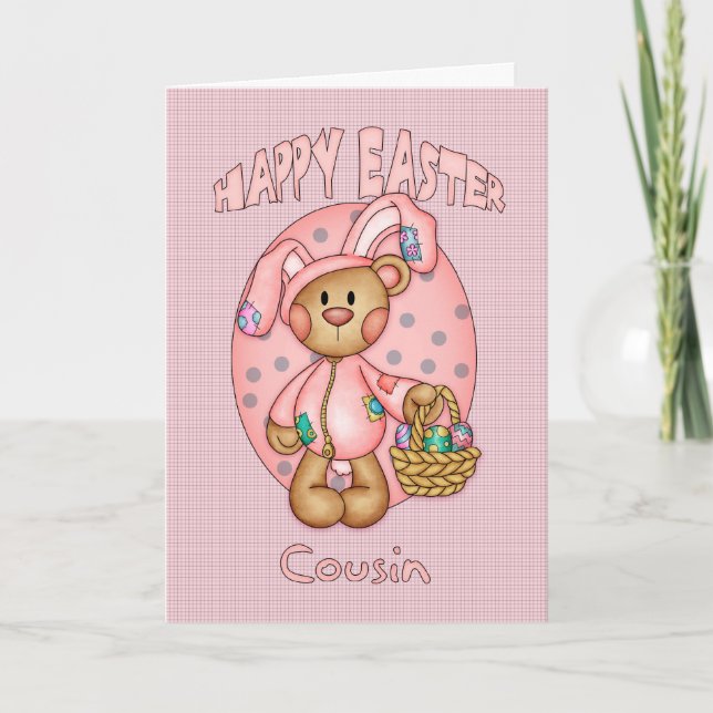 Cartes Pour Fêtes Annuelles Joyeuses Pâques - cousin - ours de nounours mignon (Devant)