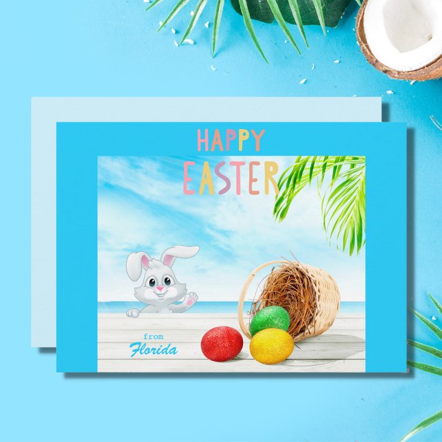 Cartes Pour Fêtes Annuelles Joyeuses Pâques de Floride Tropical Ocean Côte (Créateur téléchargé)
