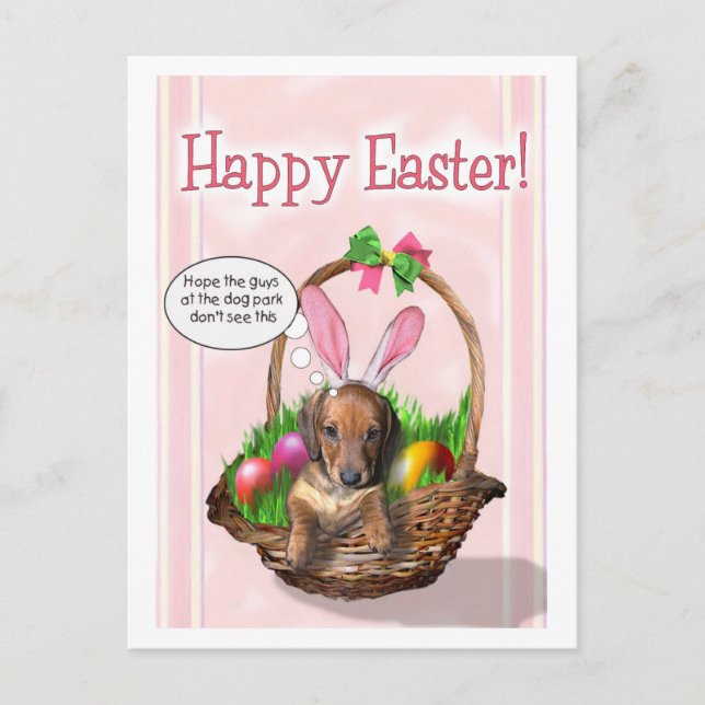 Cartes Pour Fêtes Annuelles Joyeuses Pâques d'un chiot de Doxie (Devant)