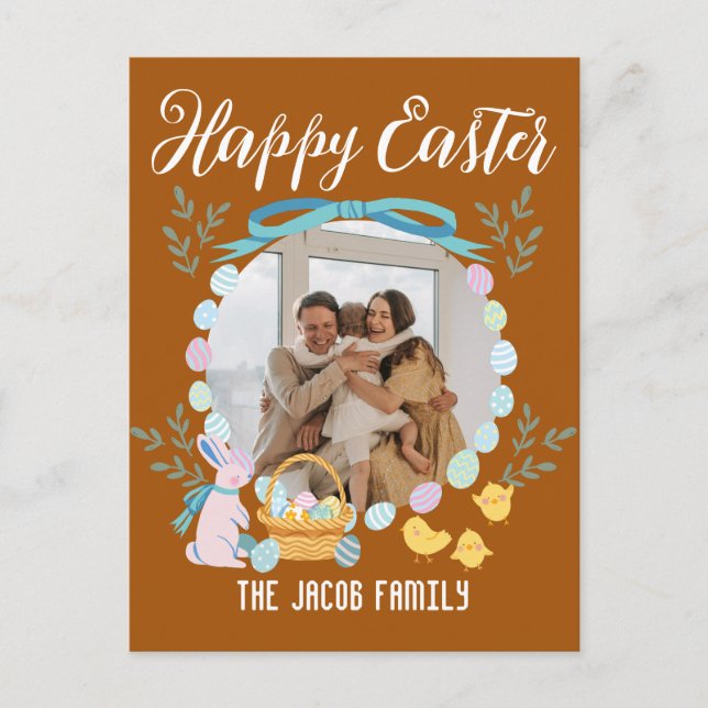 Cartes Pour Fêtes Annuelles Joyeuses Pâques famille, lapin de Pâques famille u (Devant)