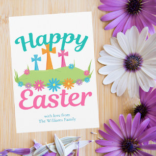 Cartes Pour Fêtes Annuelles Joyeuses Pâques Magnifiques croix florales personn