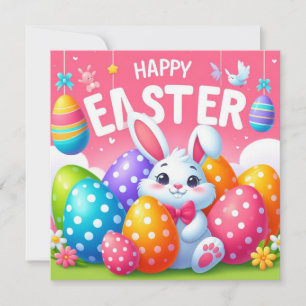 Cartes Pour Fêtes Annuelles Joyeuses Pâques - Œufs de lapin aux couleurs paste