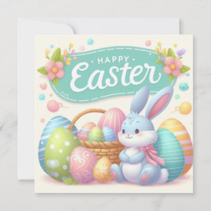 Cartes Pour Fêtes Annuelles Joyeuses Pâques - Œufs de lapin aux couleurs paste