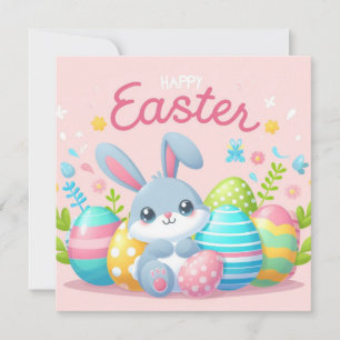 Cartes Pour Fêtes Annuelles Joyeuses Pâques - Œufs de lapin aux couleurs paste