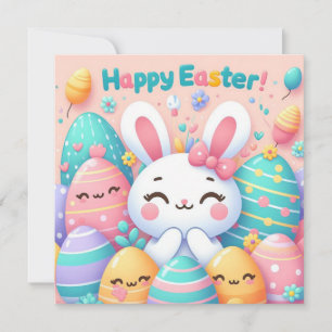 Cartes Pour Fêtes Annuelles Joyeuses Pâques - Œufs de lapin aux couleurs paste