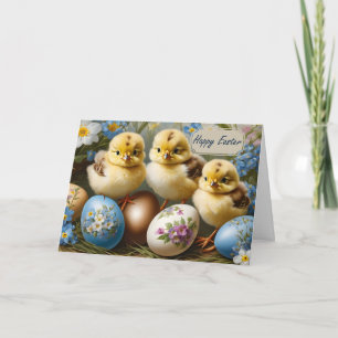 Cartes Pour Fêtes Annuelles Joyeuses Pâques Poule de Pâques avec Œufs Floraux