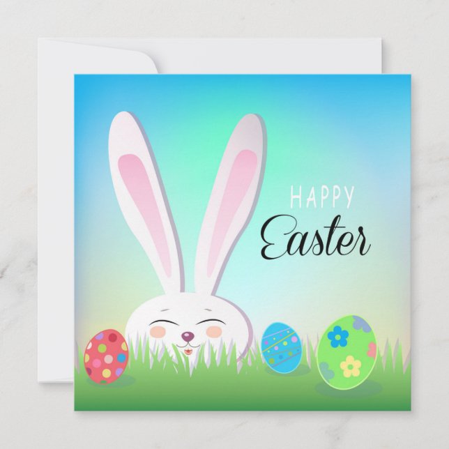 Cartes Pour Fêtes Annuelles Joyeuses Pâques Printemps Lapin Mignon Chasse aux  (Devant)
