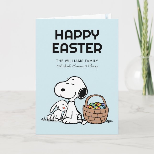 Cartes Pour Fêtes Annuelles Joyeuses Pâques | Snoopy & le Lapin de Pâques (Devant)