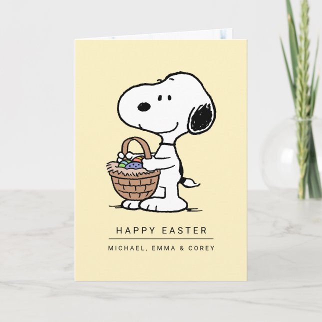 Cartes Pour Fêtes Annuelles Joyeuses Pâques | Snoopy & le lapin de Pâques (Devant)