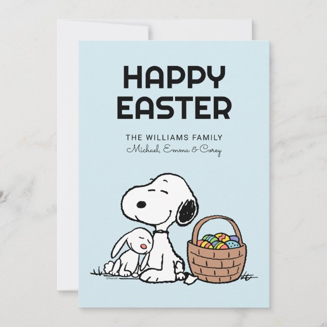 Cartes Pour Fêtes Annuelles Joyeuses Pâques | Snoopy & le lapin de Pâques (Devant)