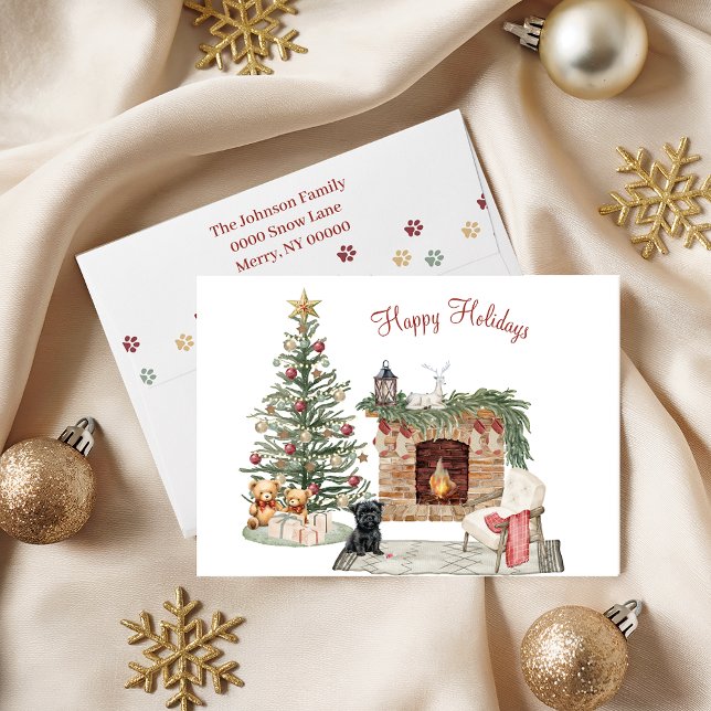 Cartes Pour Fêtes Annuelles Joyeuses Pawlidays Design Affenpinscher (Créateur téléchargé)