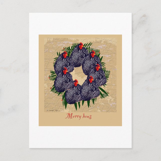 Cartes Pour Fêtes Annuelles joyeuses poules cadeaux de couronne (Devant)