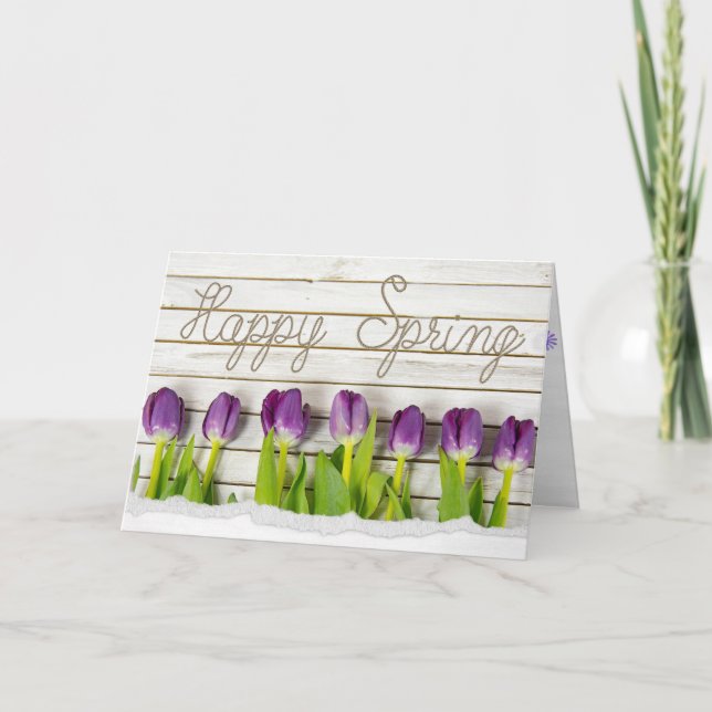 Cartes Pour Fêtes Annuelles Joyeuses Tulipes pourpres au printemps (Devant)