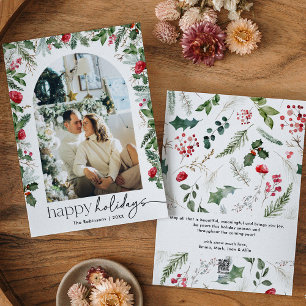 Cartes Pour Fêtes Annuelles Joyeuses vacances 1 Photo Arc Botanique Moderne